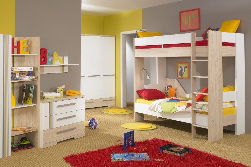 colorful kids room furniture ideas white red yellow