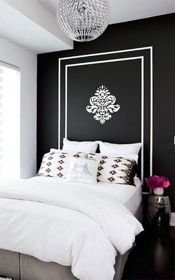 bedroom design with black accent