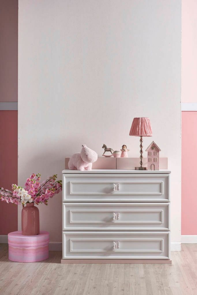 pink walls and furniture